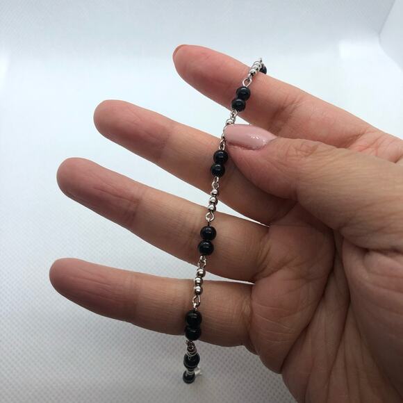 Sterling Silver with Black Beans Bracelet - Picture 1 of 6